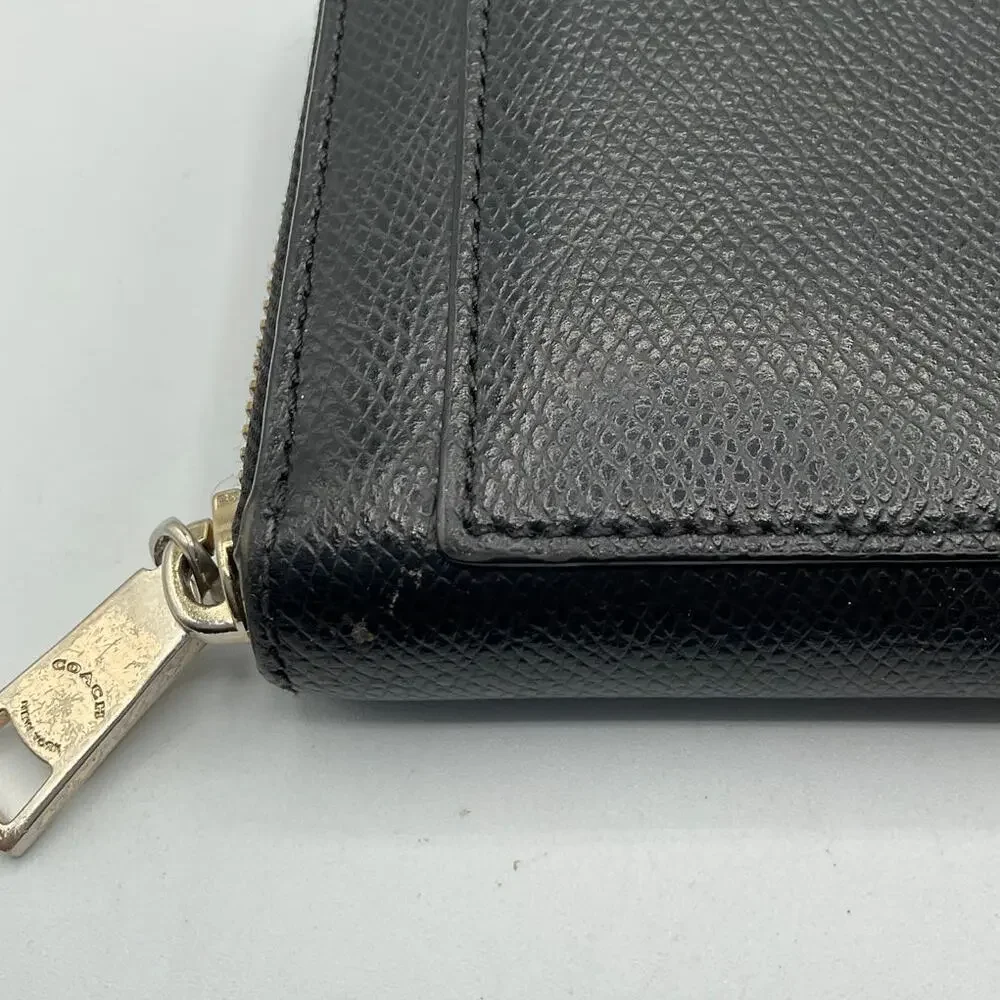 Coach Women's Zip Around Long Fold Wallet, Black- about 8 x 4 x 1 inches - Picture 6 of 6